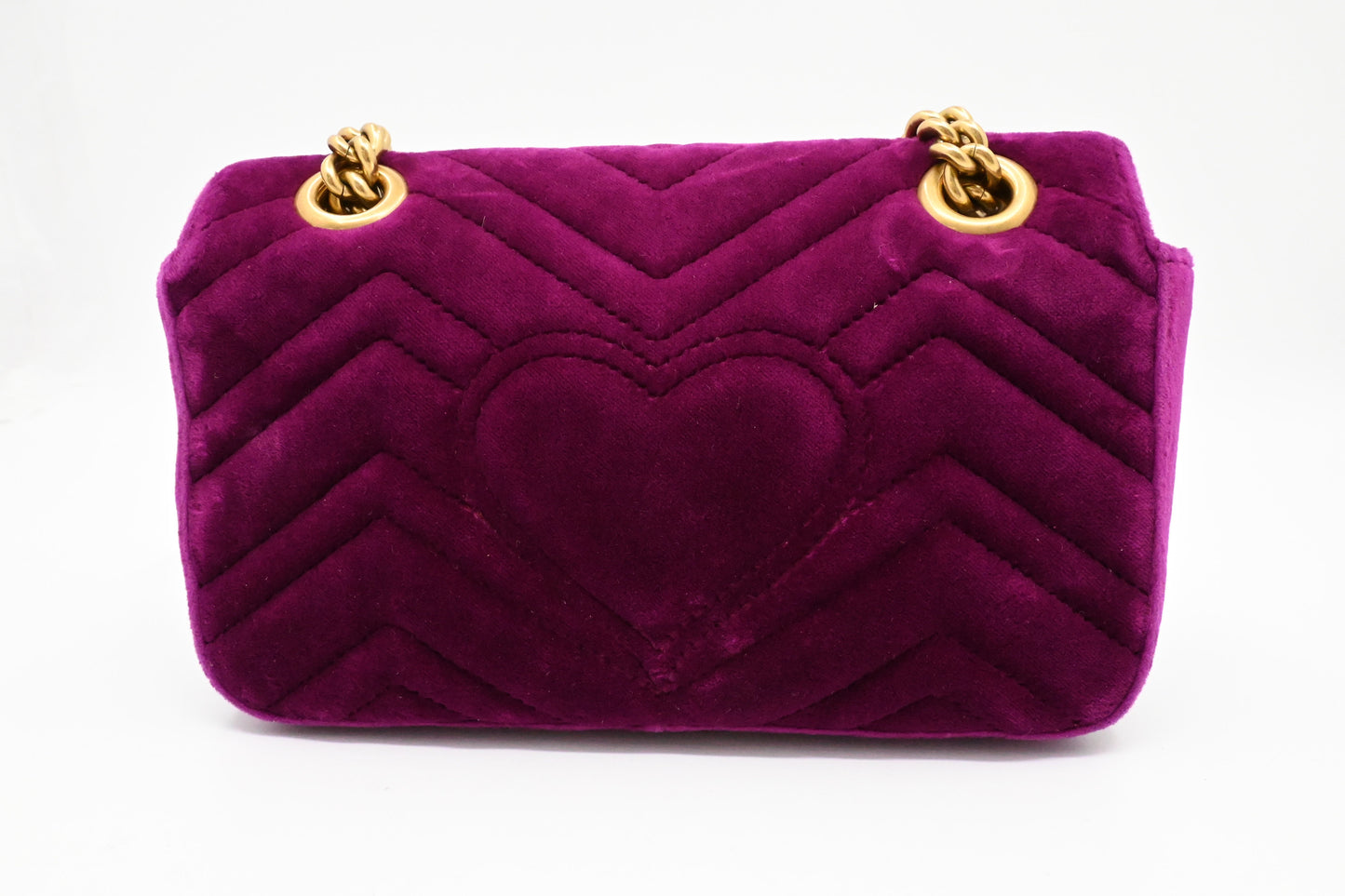 Gucci Marmont Chain Shoulder Bag in Purple Matelasse Velvet