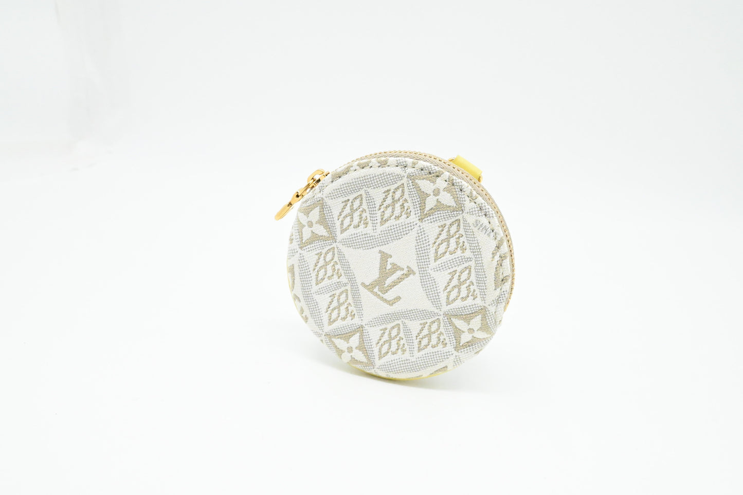 Louis Vuitton Porte Monnaie Round Coin Case in White Since 1854 Jacquard Canvas