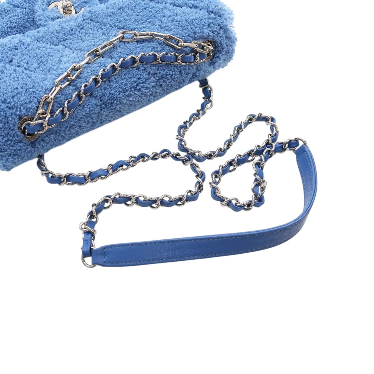 Blue Chanel Medium Quilted Terry Cloth Coco Beach Flap Crossbody Bag