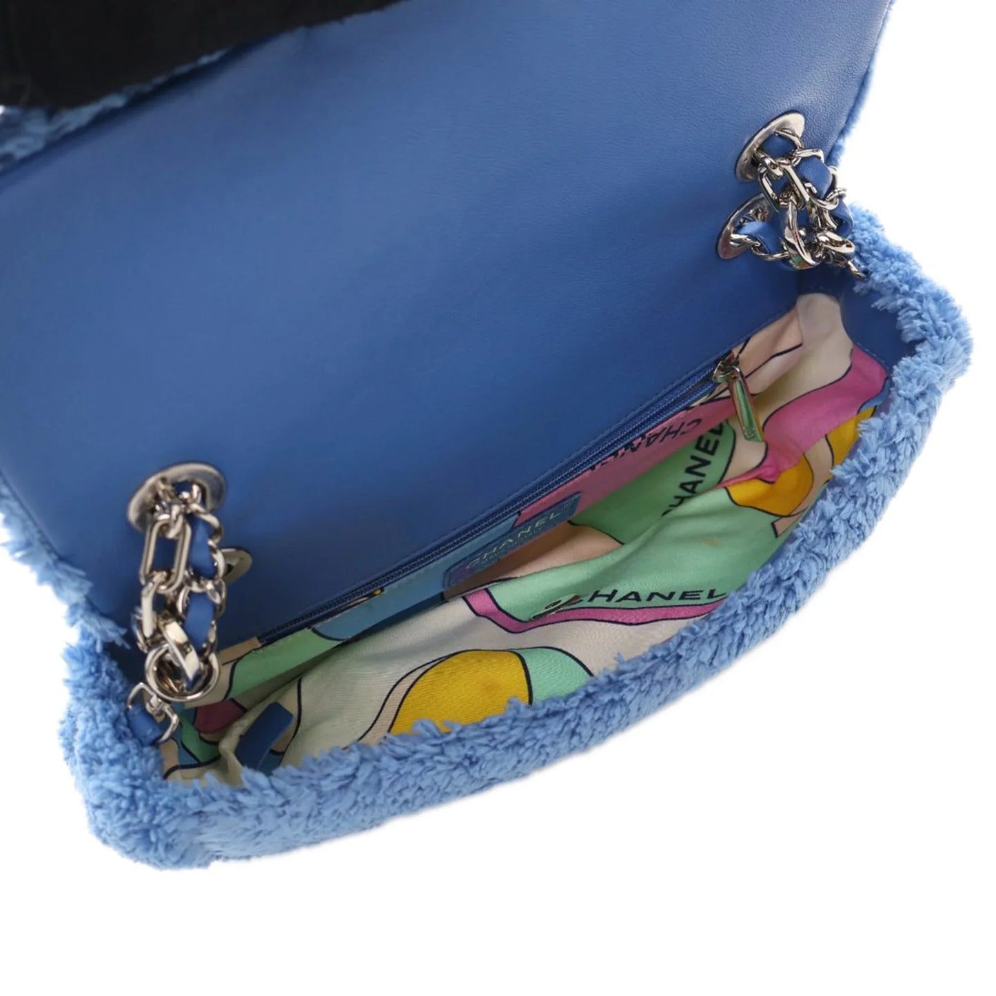 Blue Chanel Medium Quilted Terry Cloth Coco Beach Flap Crossbody Bag