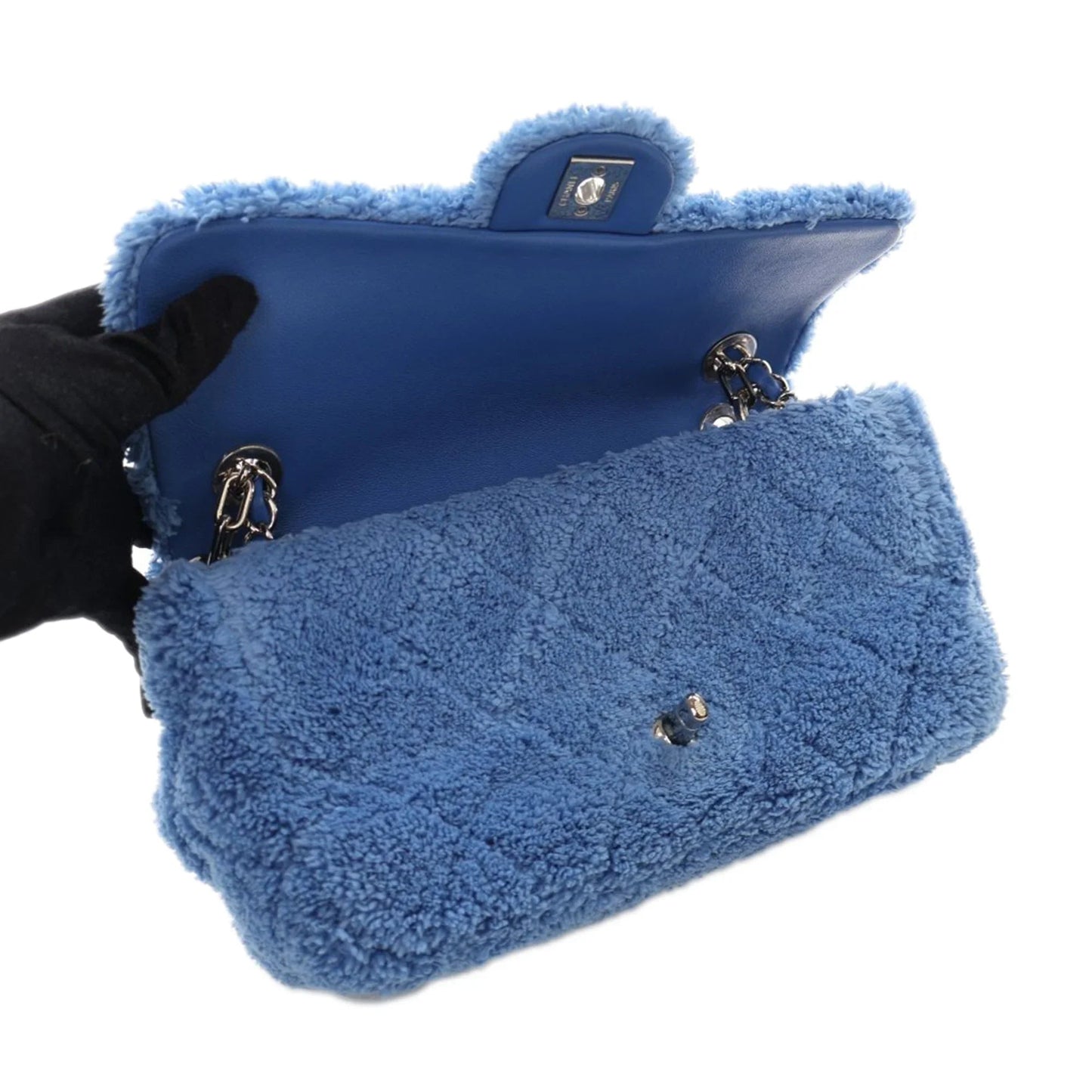 Blue Chanel Medium Quilted Terry Cloth Coco Beach Flap Crossbody Bag