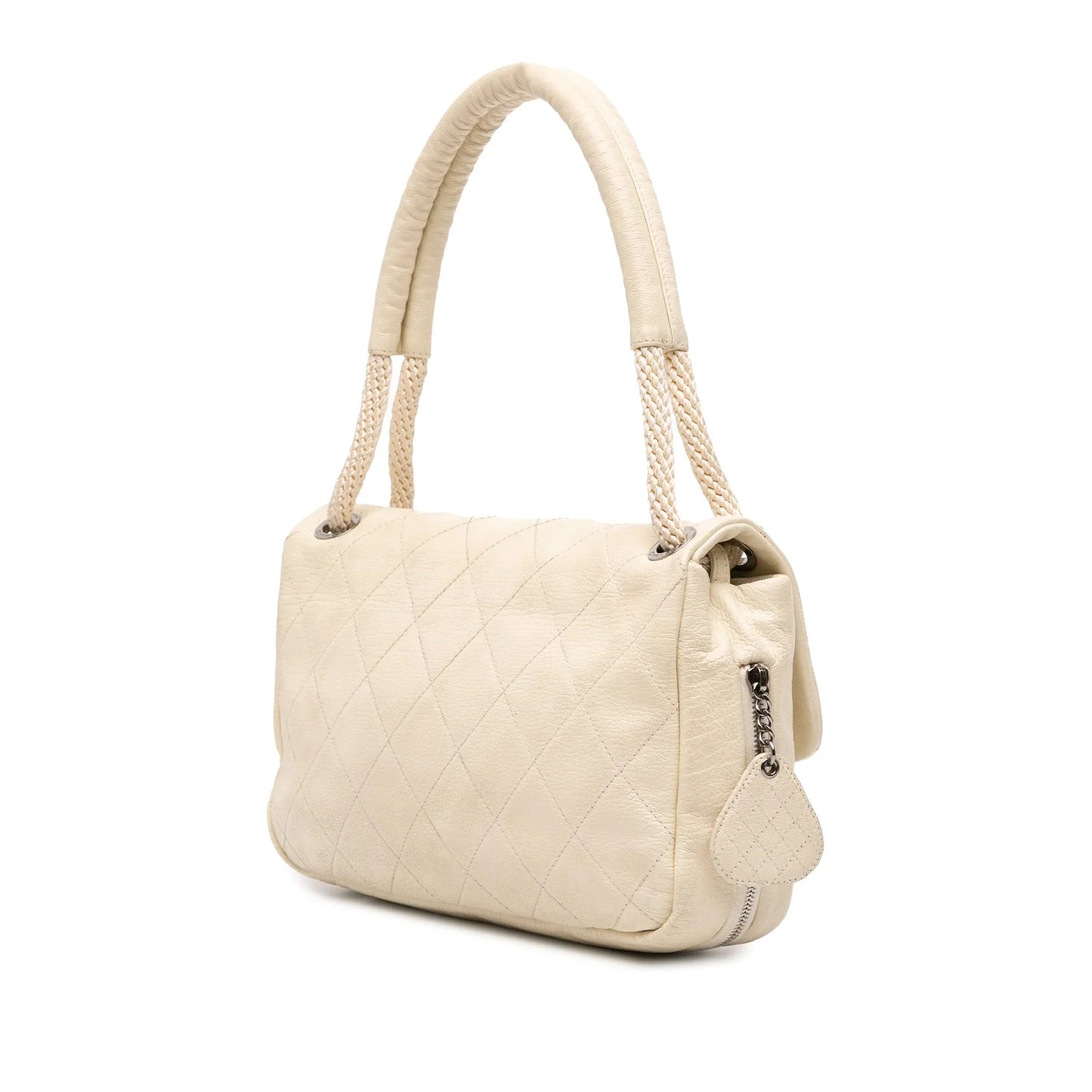 White Chanel Quilted Calfskin Expandable Zip Yacht Flap Shoulder Bag