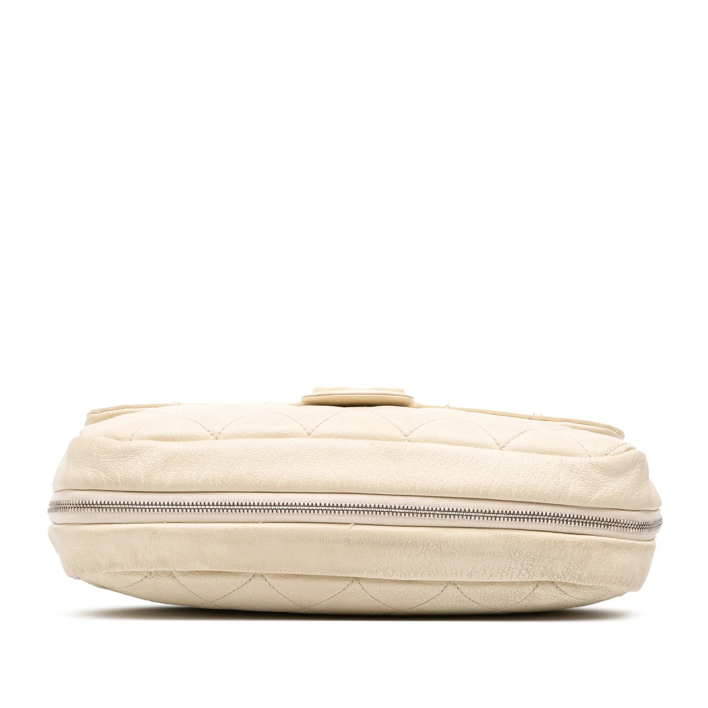 White Chanel Quilted Calfskin Expandable Zip Yacht Flap Shoulder Bag