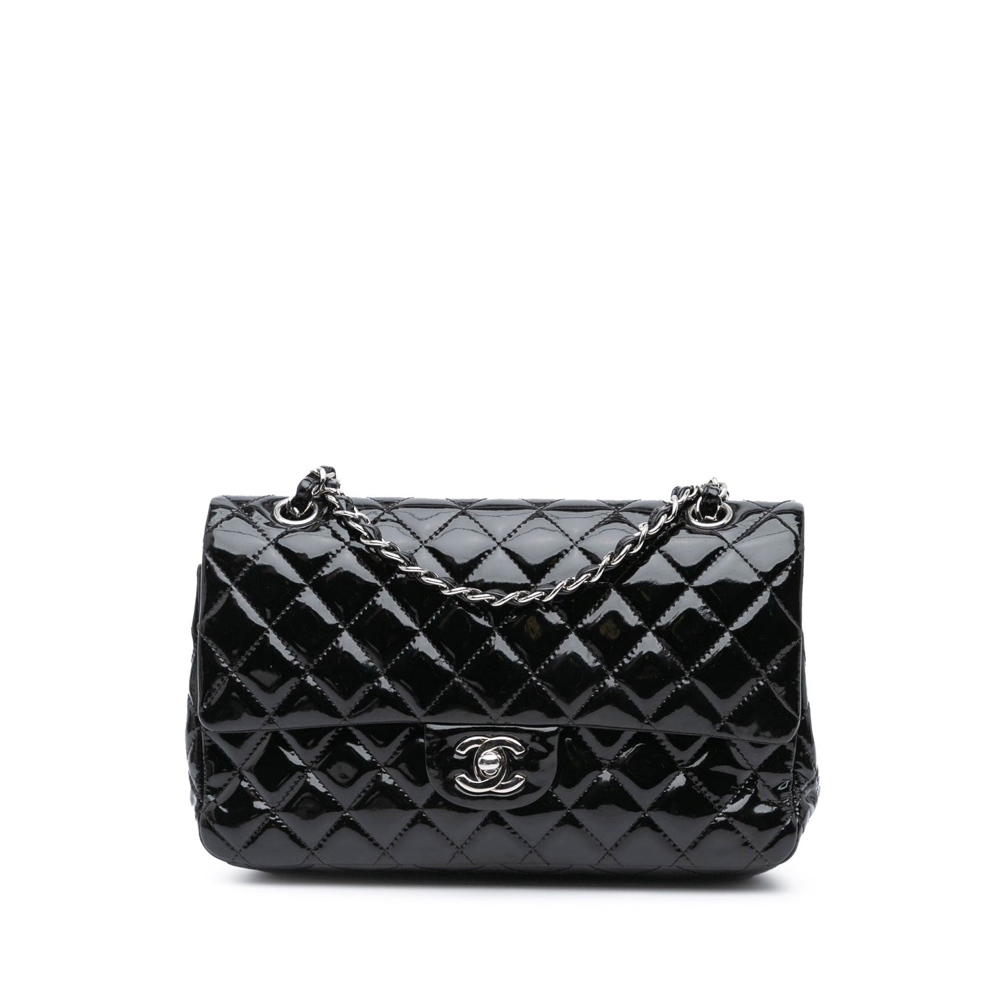 Black Chanel Medium Classic Patent Double Flap Shoulder Bag