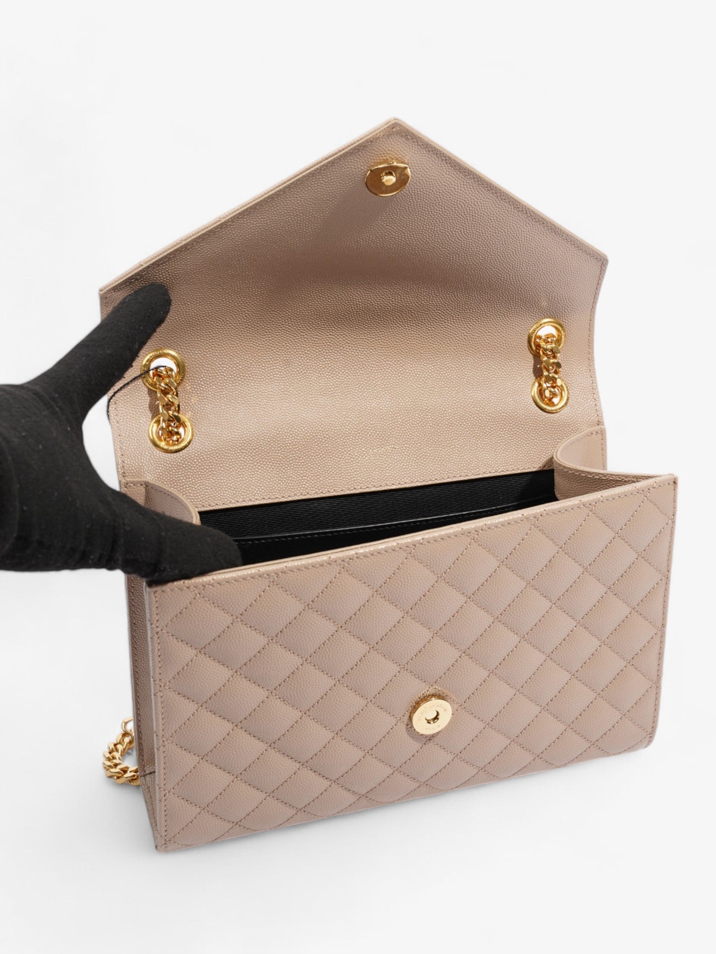 Saint Laurent Monogram Envelope Neutral Matelasse Leather