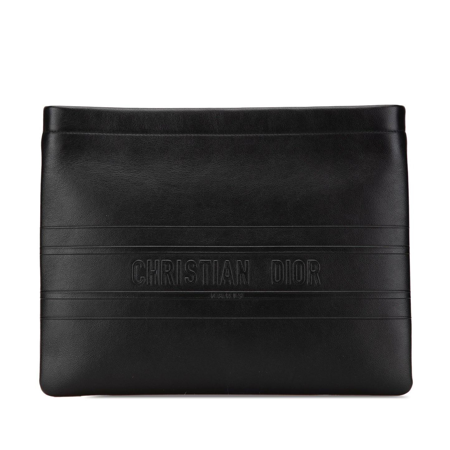 Dior Embossed Calfskin Logo Zip Clutch