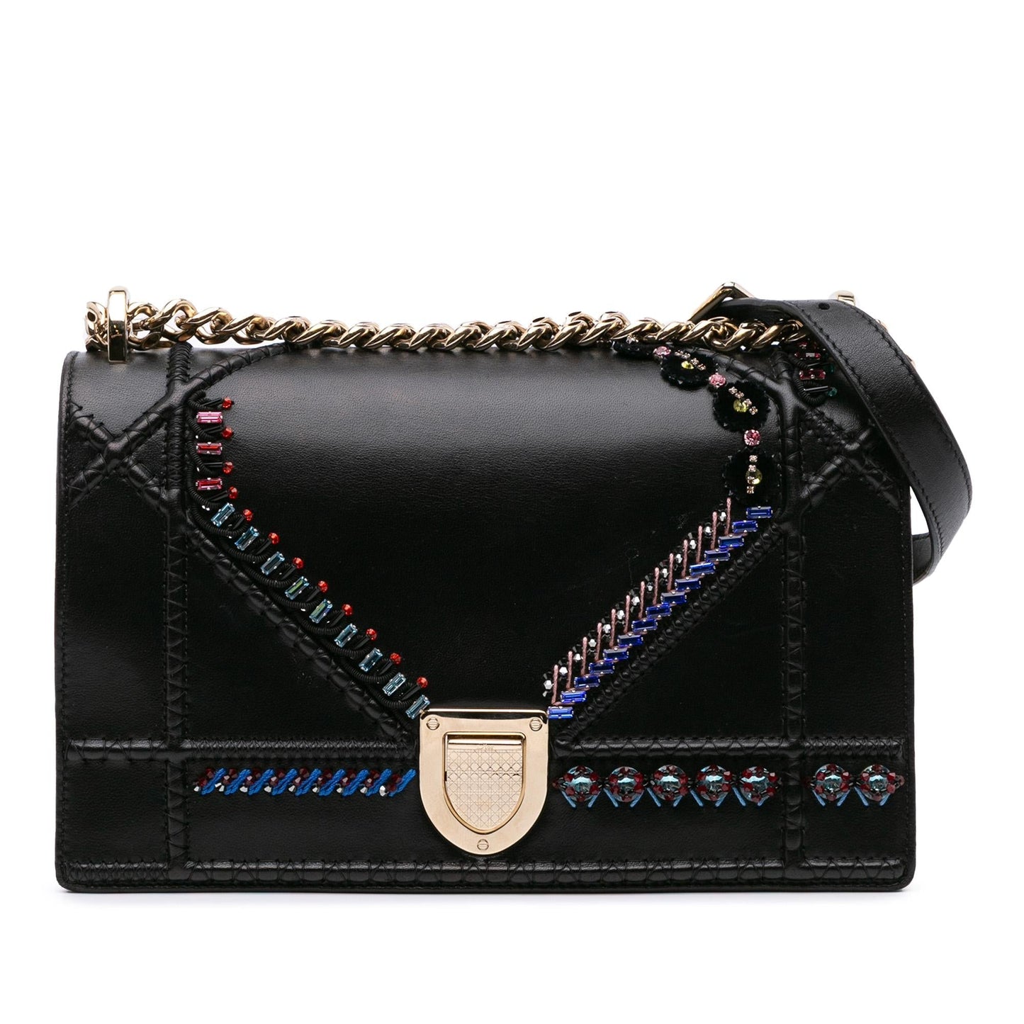 Dior Medium Calfskin Crystal Embroidered Diorama Flap