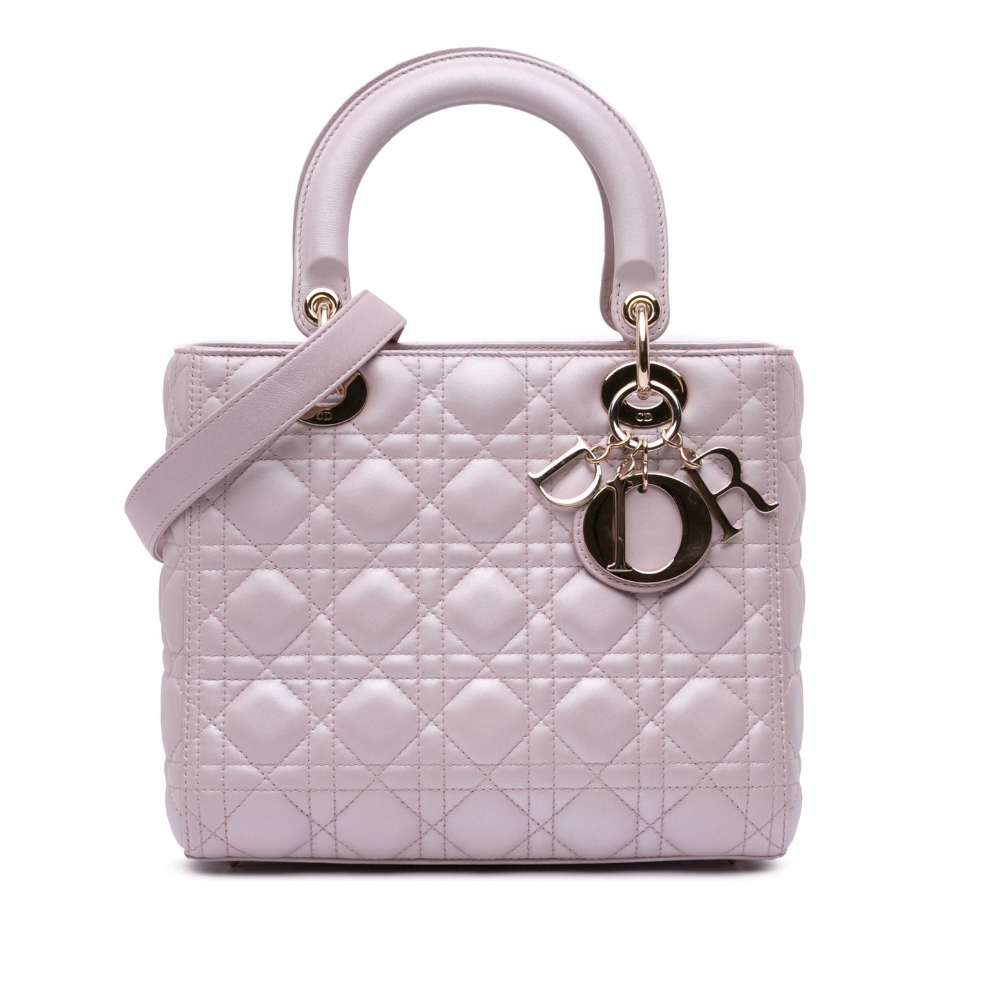 Dior Medium Pearlescent Lambskin Cannage Lady Dior