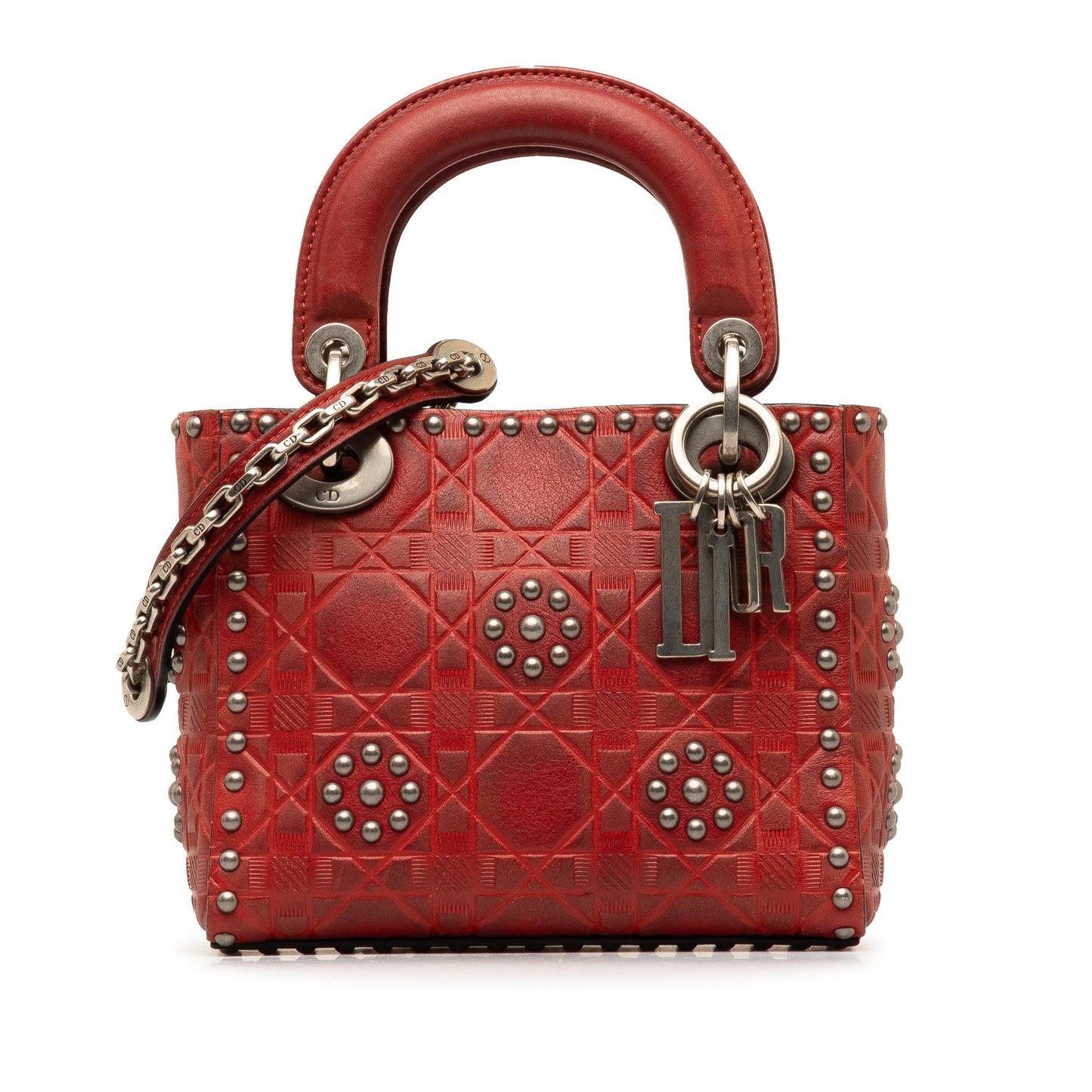 Dior Mini Embossed Calfskin Cannage Studded Lady Dior