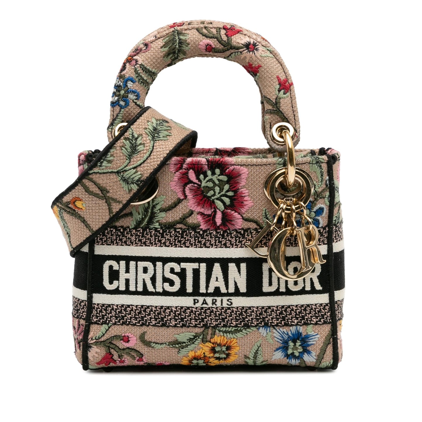 Dior Mini Embroidered Canvas Mille Fleurs Lady D Lite