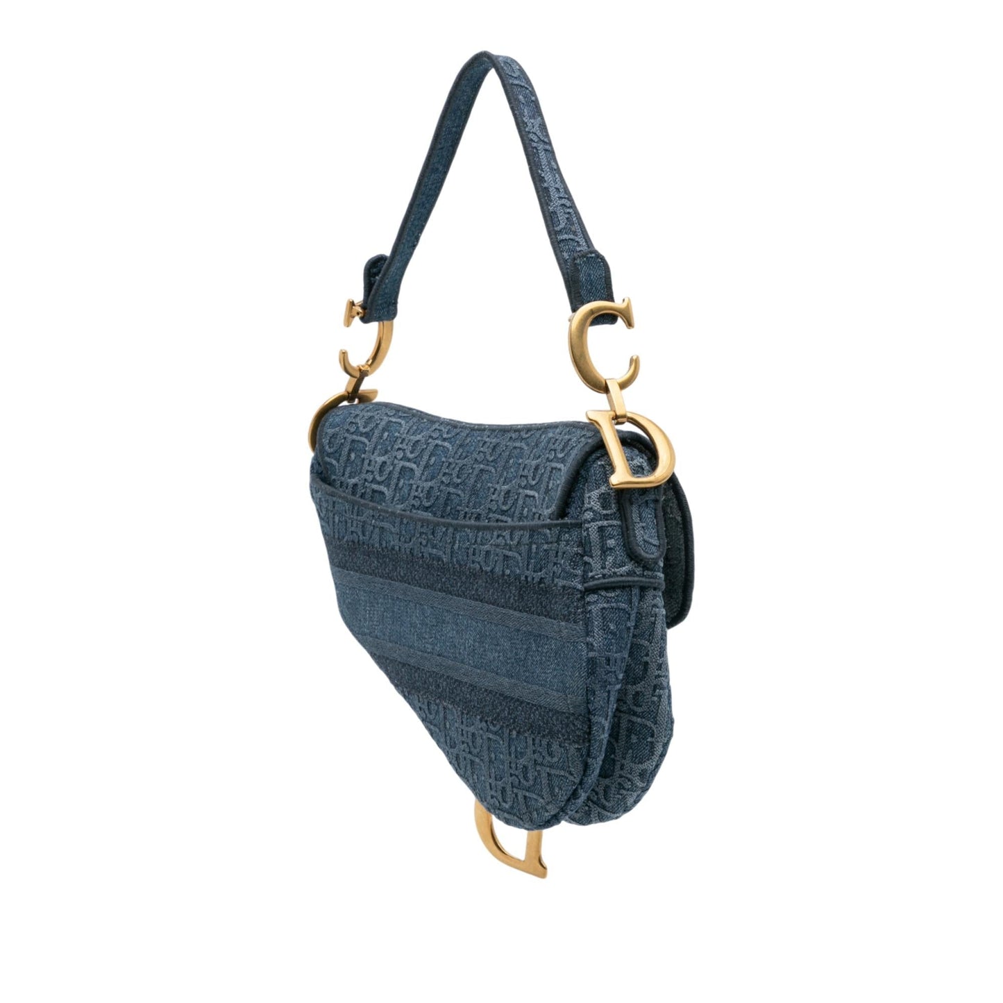 Dior Oblique Denim Embroidered Saddle Bag