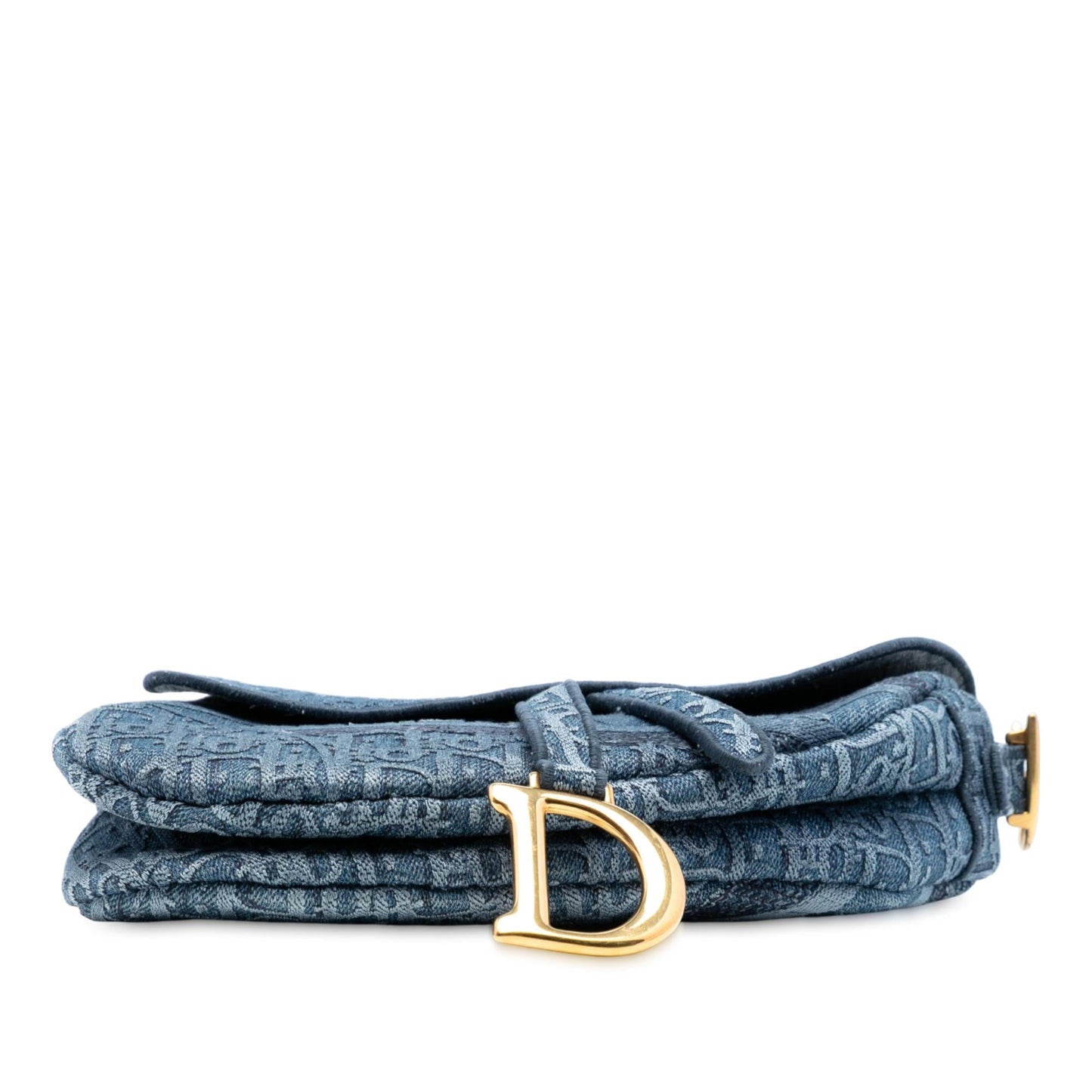 Dior Oblique Embroidered Denim Saddle Bag