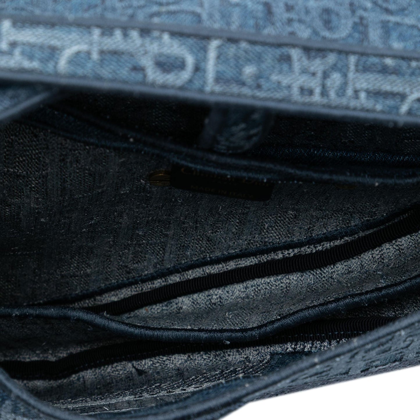 Dior Oblique Embroidered Denim Saddle Bag