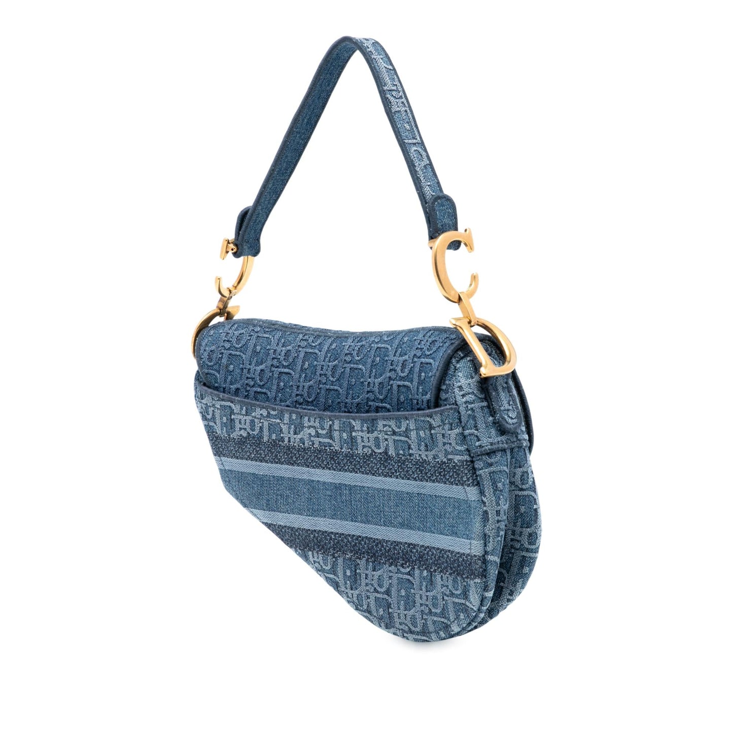 Dior Oblique Embroidered Denim Saddle Bag