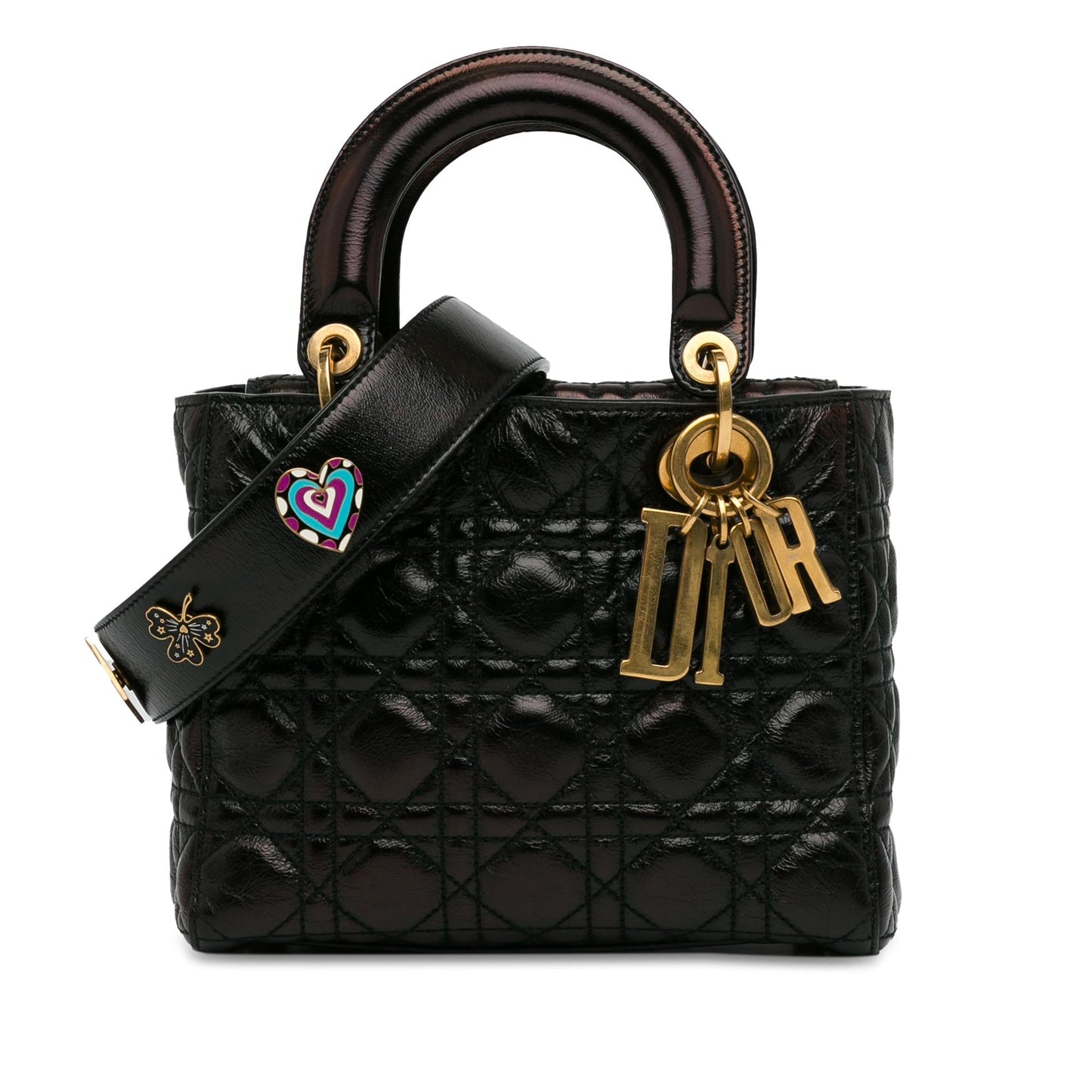 Dior Small Crinkled Patent Cannage Lucky Badges My Lady Dior (SHG-Skvge5)