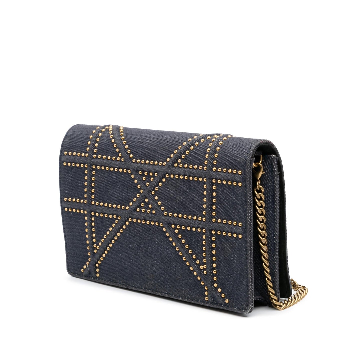 Dior Studded Denim Diorama Wallet on Chain