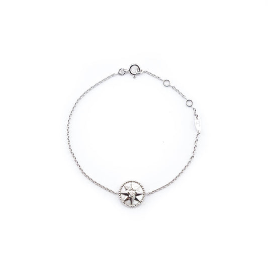 Dior 18K White Gold Diamond Mother of Pearl Rose Des Vents Bracelet