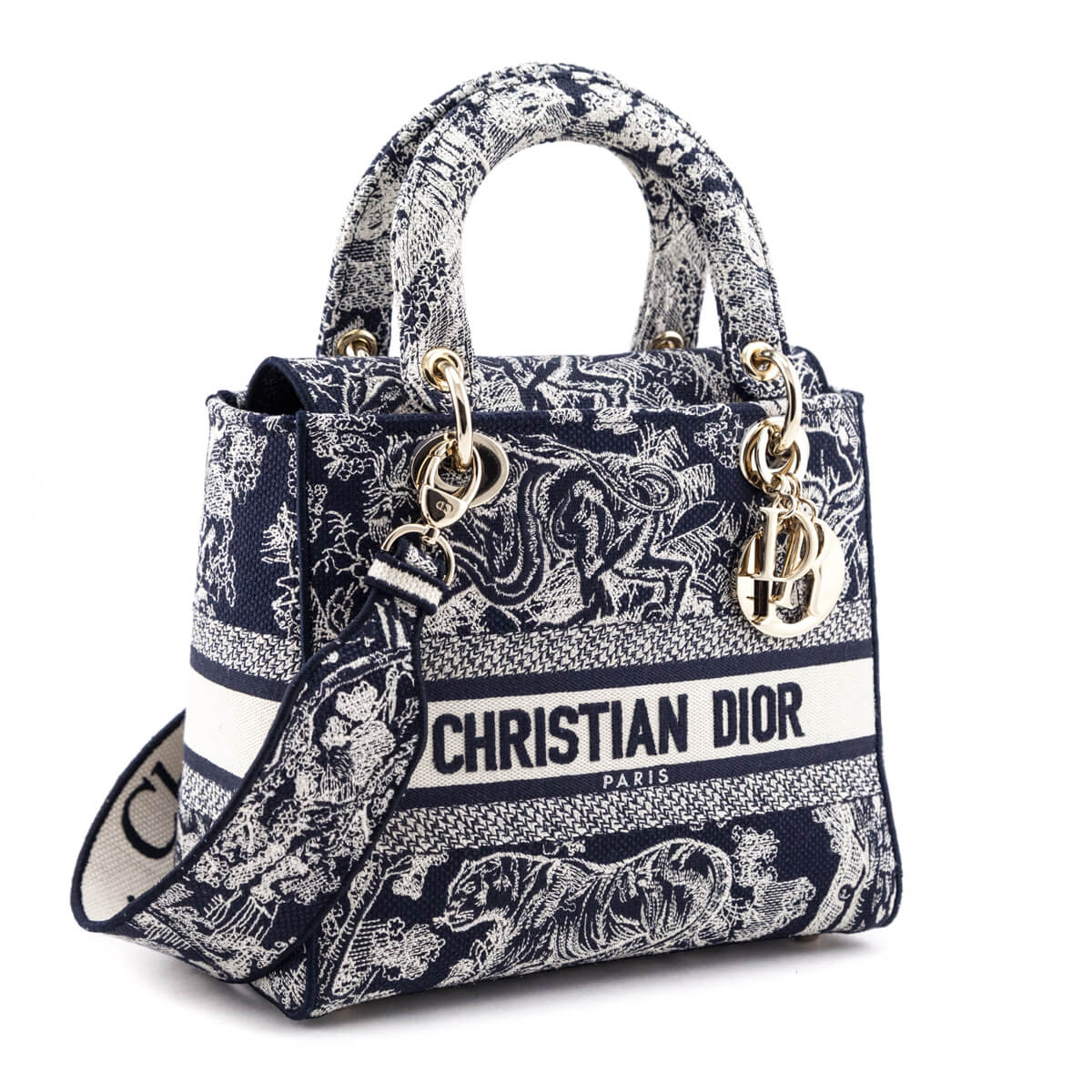 Dior Blue Toile de Jouy Reverse Embroidery Medium Lady D-Lite Bag