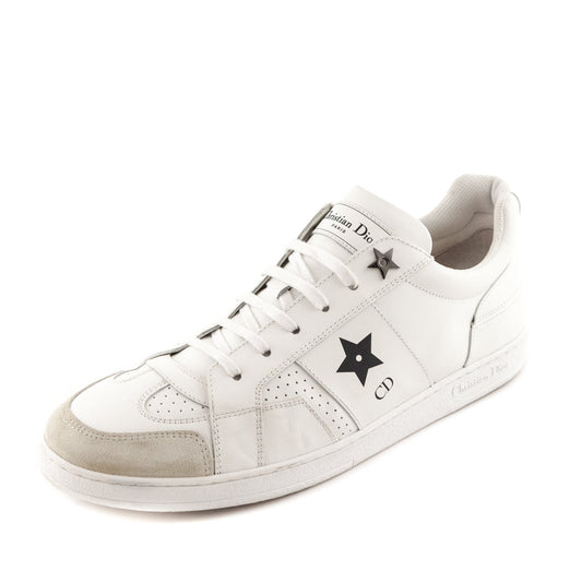 Dior White Leather Star Low Top Sneakers Size US 10 | EU 40