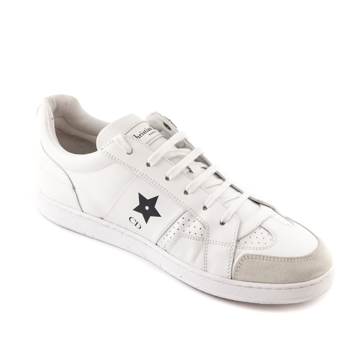 Dior White Leather Star Low Top Sneakers Size US 10 | EU 40
