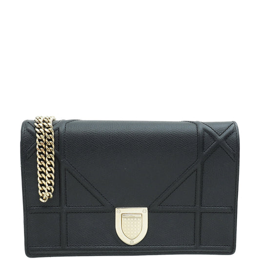 Christian Dior Black Diorama Wallet On Chain