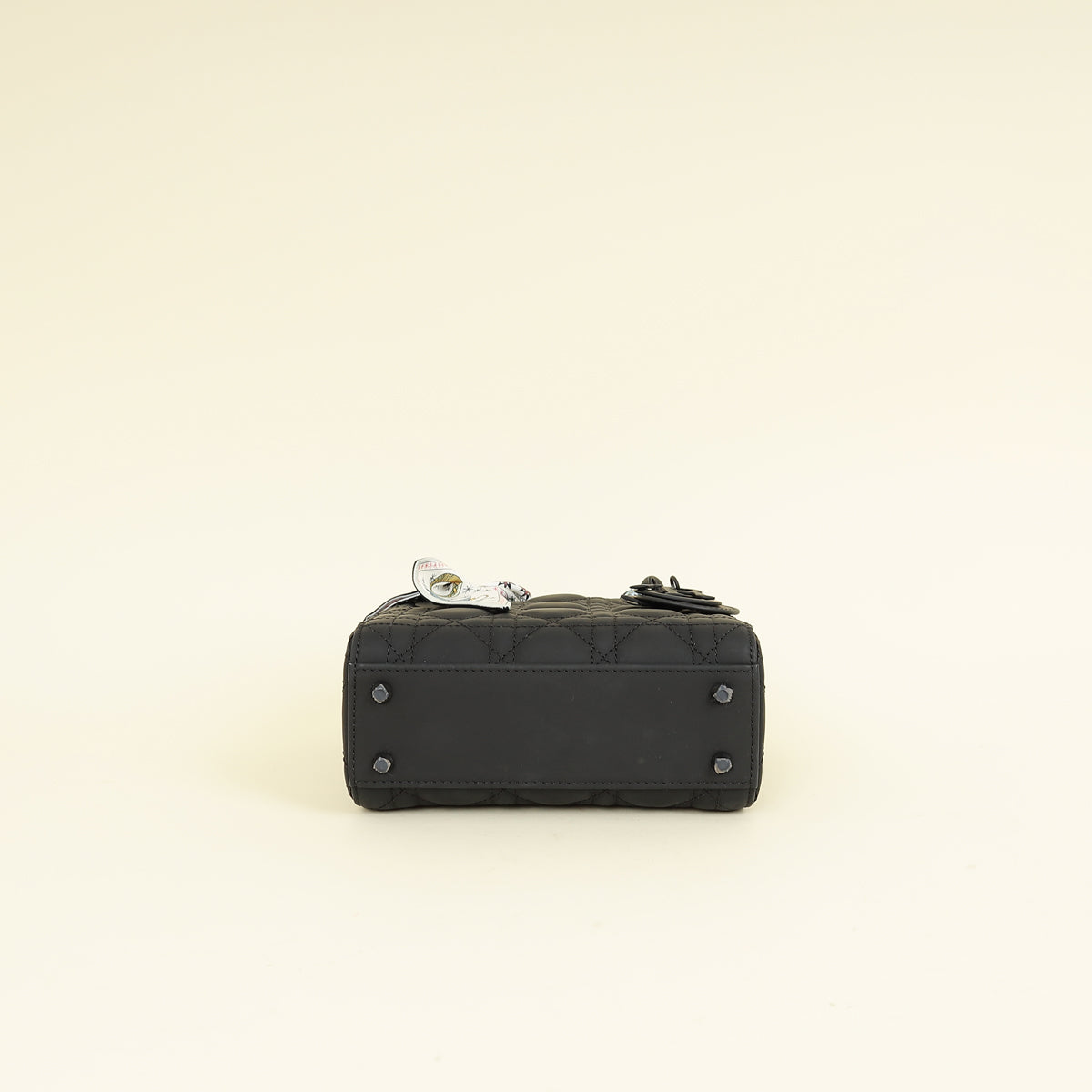 Christian Dior Black Ultramatte Lady Dior Mini Chain Bag w/ Twilly