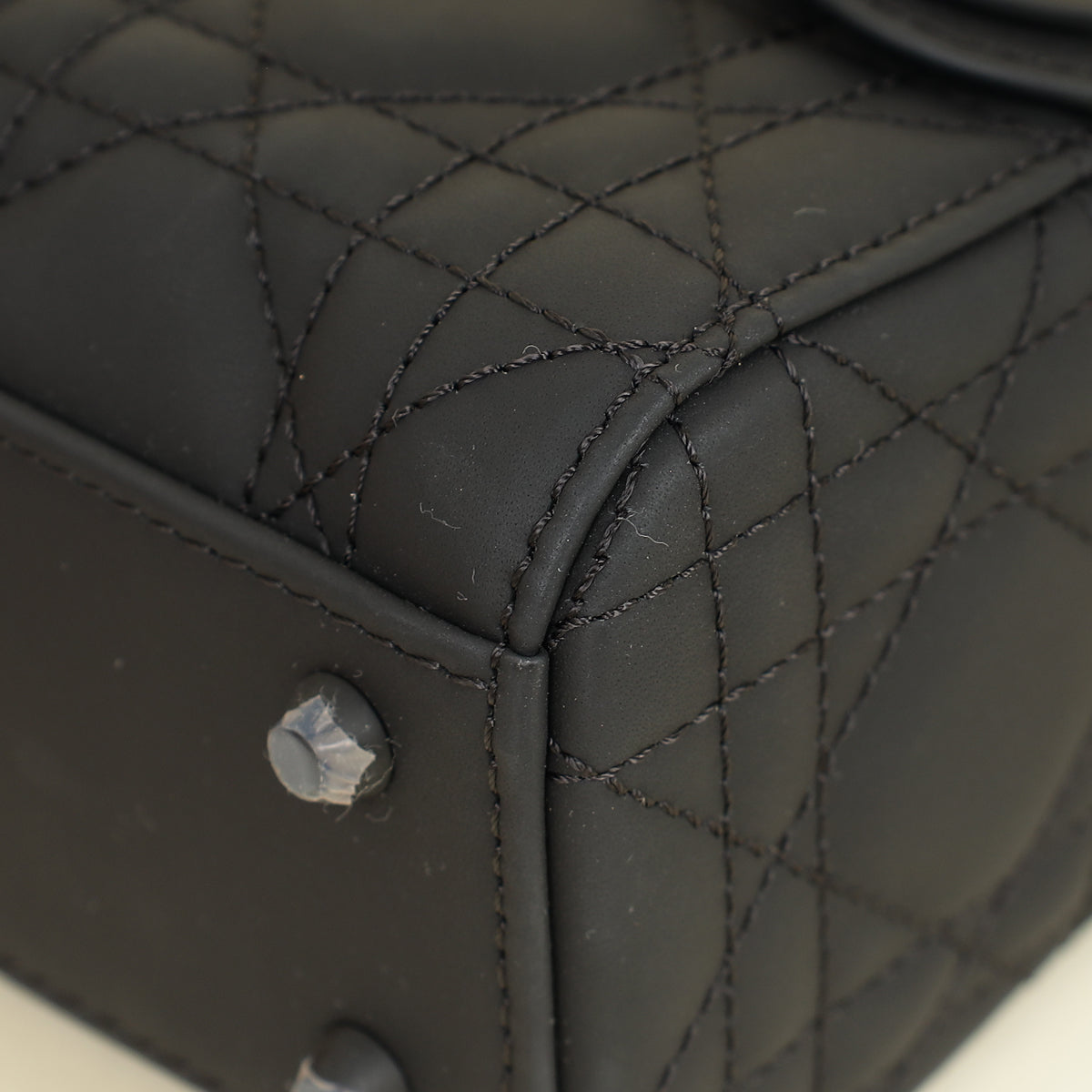 Christian Dior Black Ultramatte Lady Dior Mini Chain Bag w/ Twilly