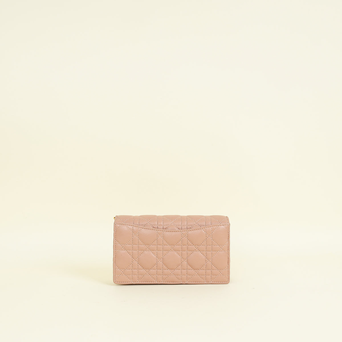 Christian Dior Rose De Vents Caro Cannage Pouch With Chain