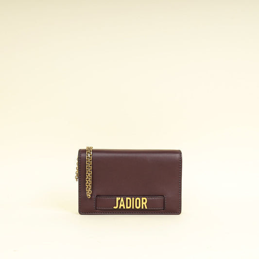 Christian Dior Burgundy J'Adior Wallet on Chain
