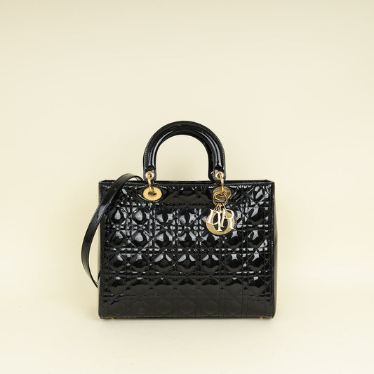 Christian Dior Black Lady Dior Large Bag