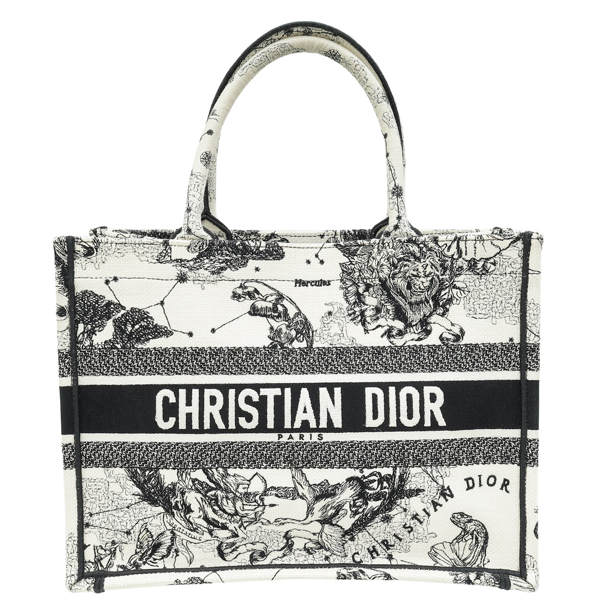 Christian Dior Bicolor Zodiac Embroidery Book Tote Medium Bag