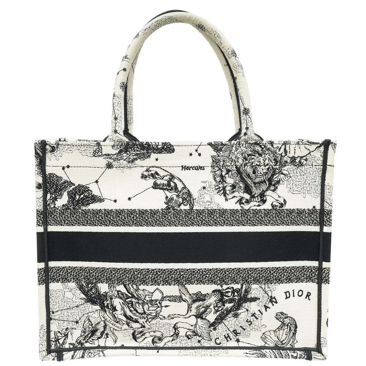 Christian Dior Bicolor Zodiac Embroidery Book Tote Medium Bag