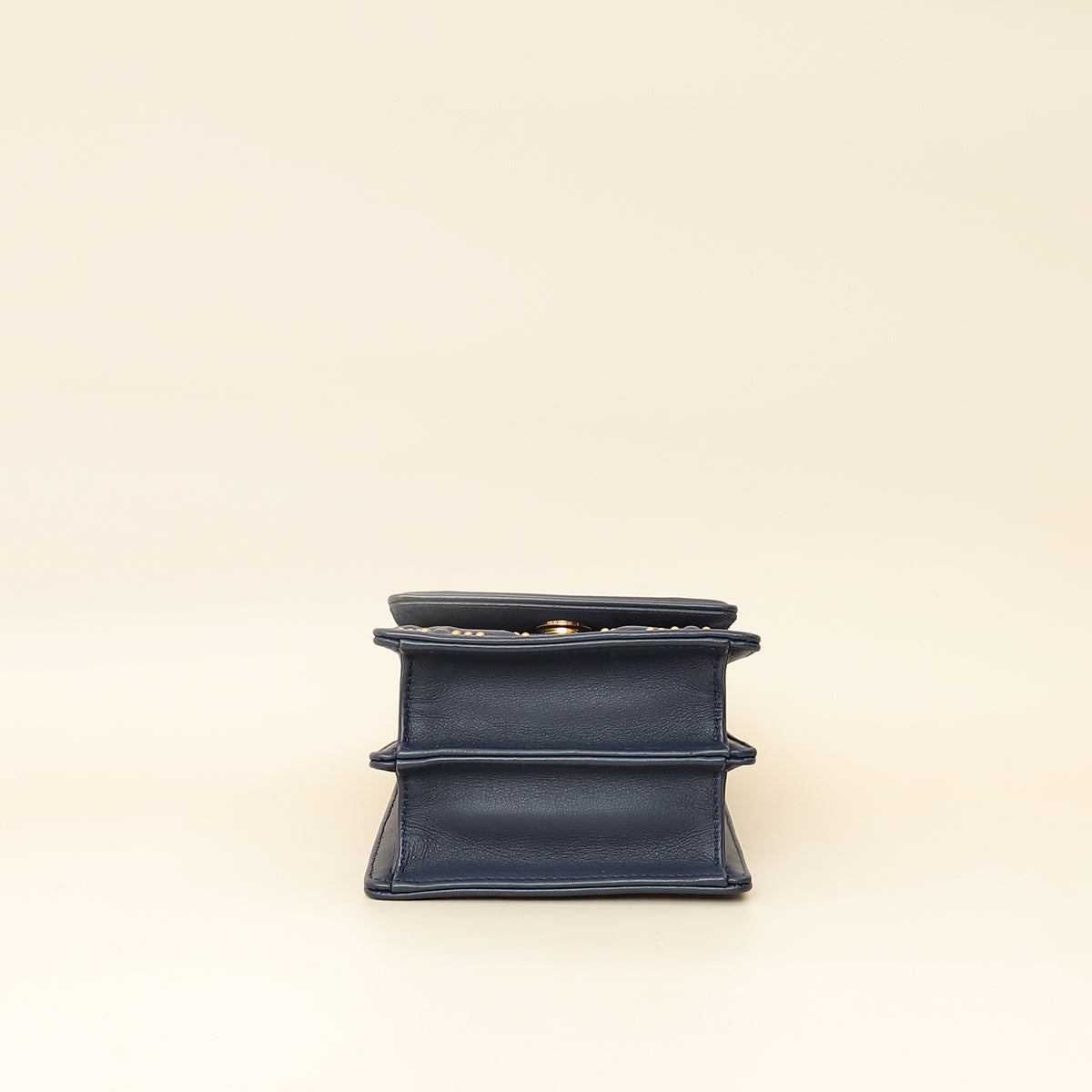 Christian Dior Navy Blue Diorama Studded Vertical Chain Wallet