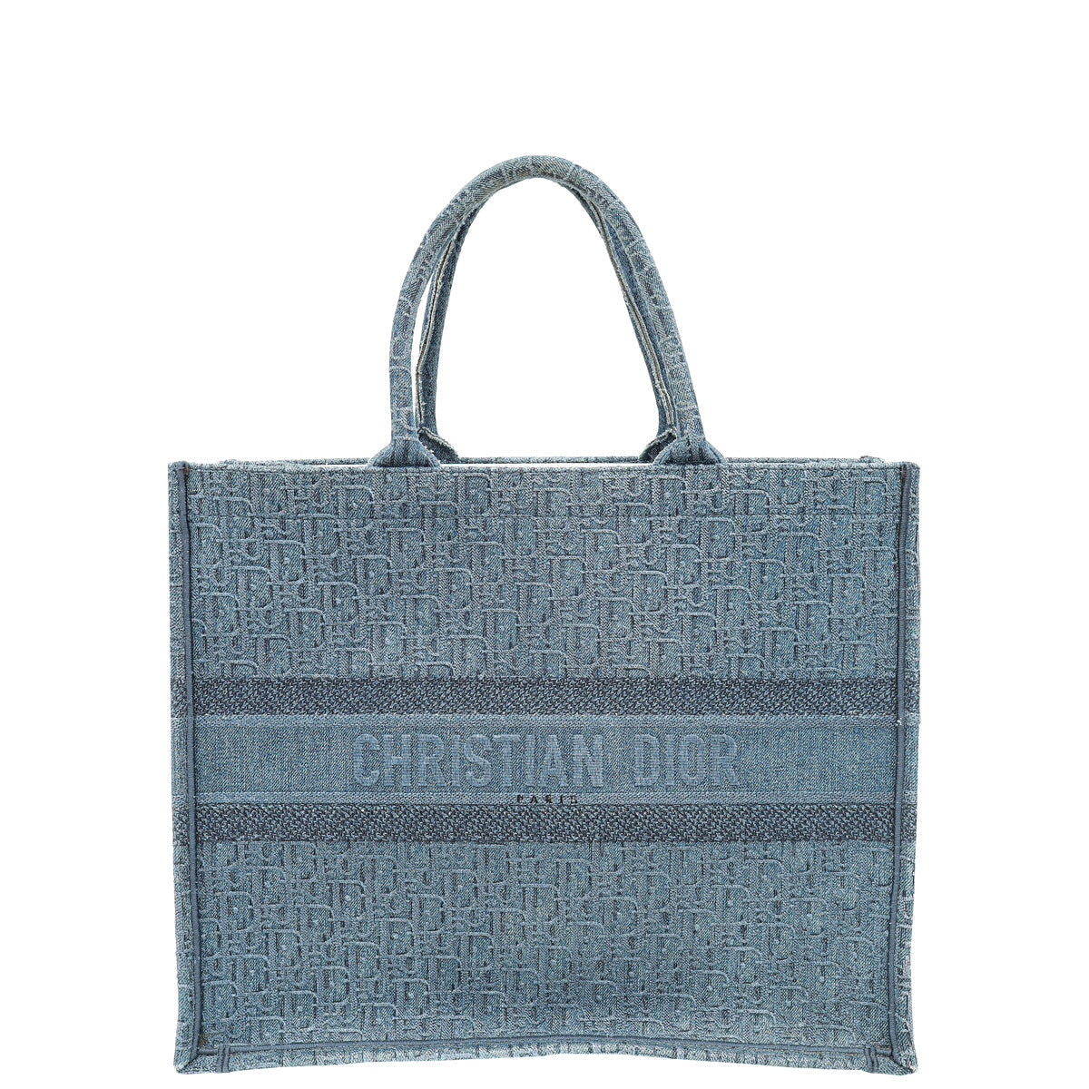 Christian Dior Dark Blue Oblique Denim Jacquard Book Tote Large Bag
