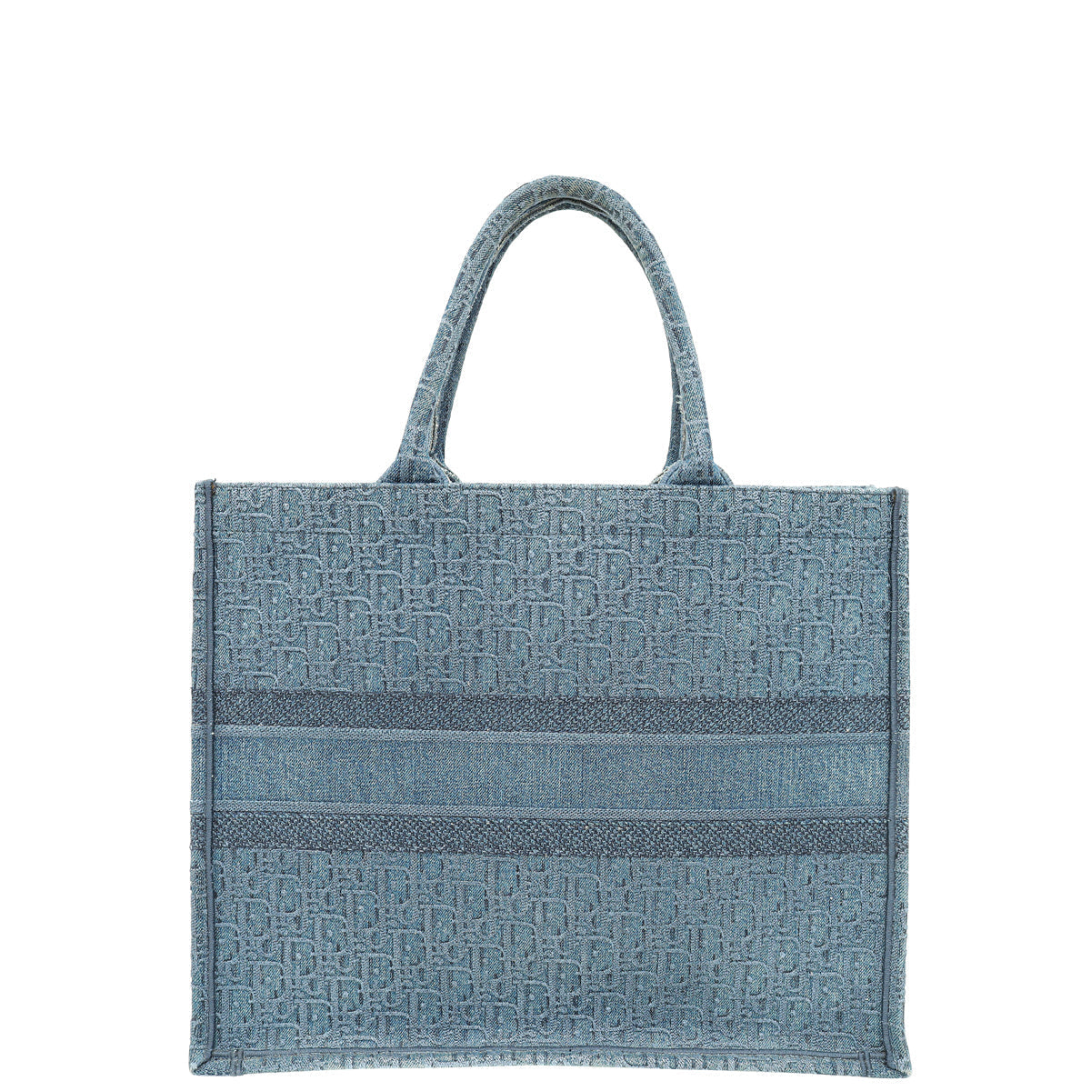 Christian Dior Dark Blue Oblique Denim Jacquard Book Tote Large Bag