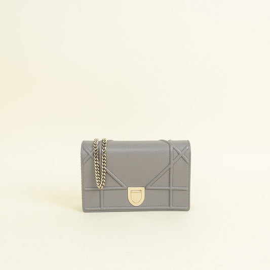 Christian Dior Grey Diorama Chain Wallet