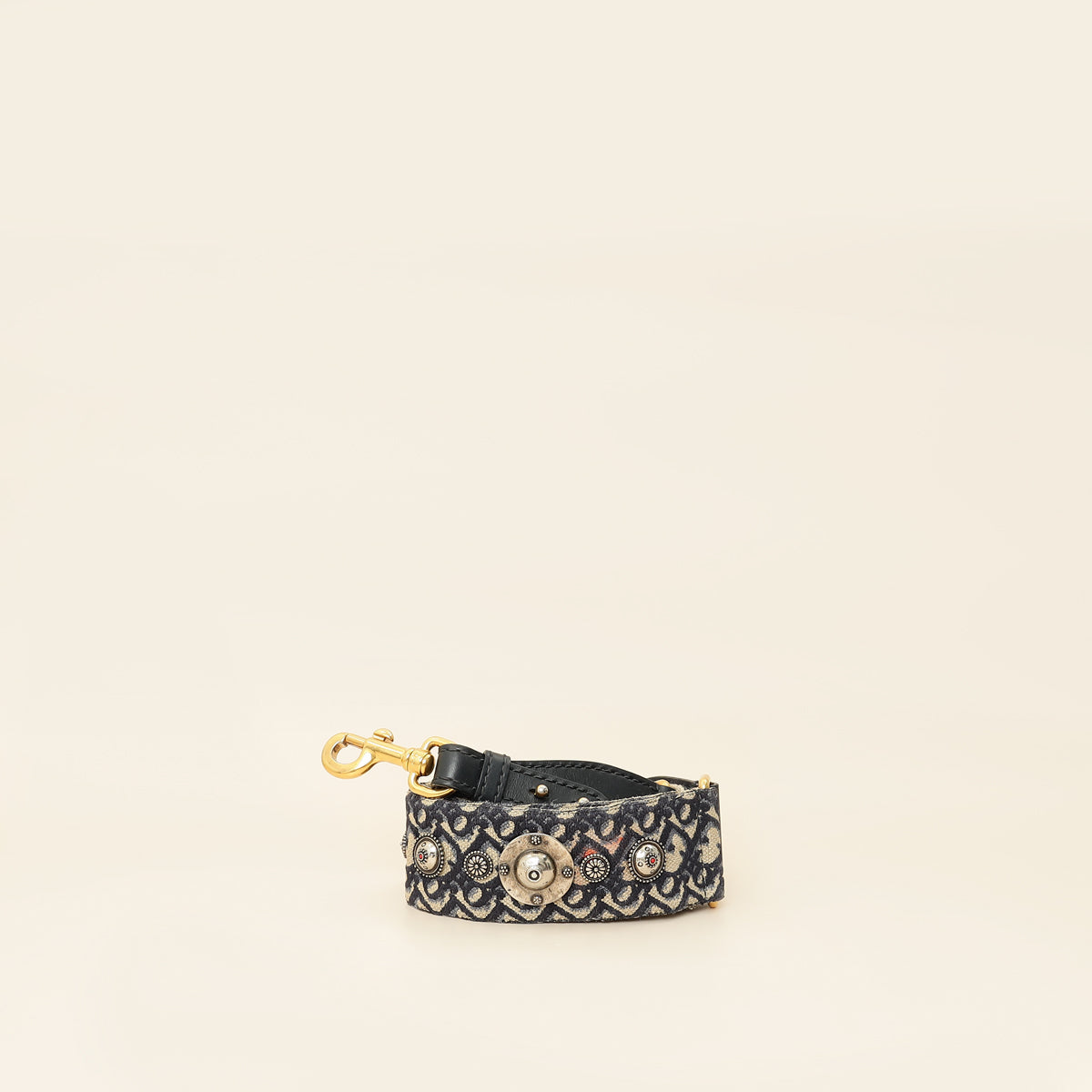 Christian Dior Navy Blue Signature Dior   Oblique Medallion Bag Strap