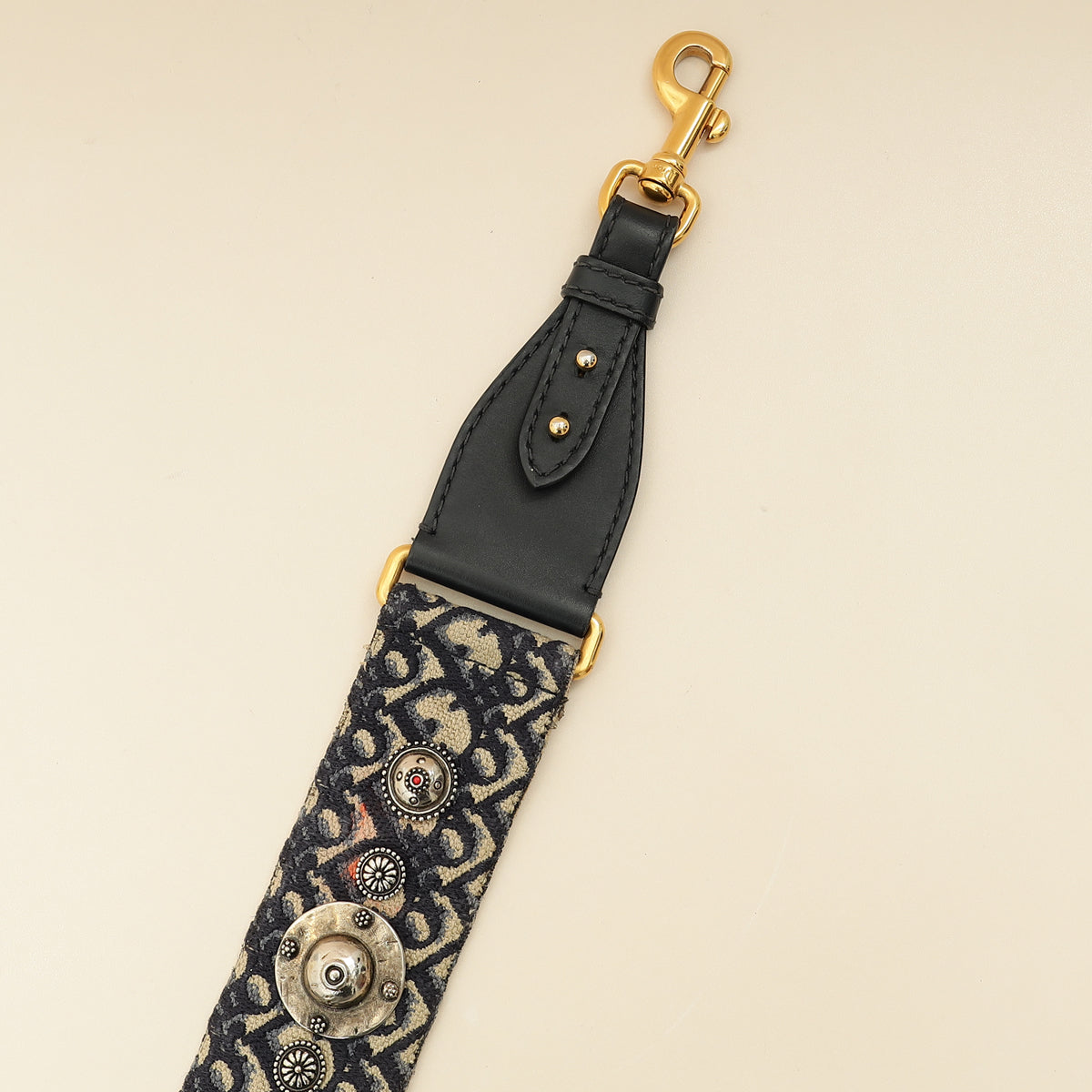 Christian Dior Navy Blue Signature Dior   Oblique Medallion Bag Strap