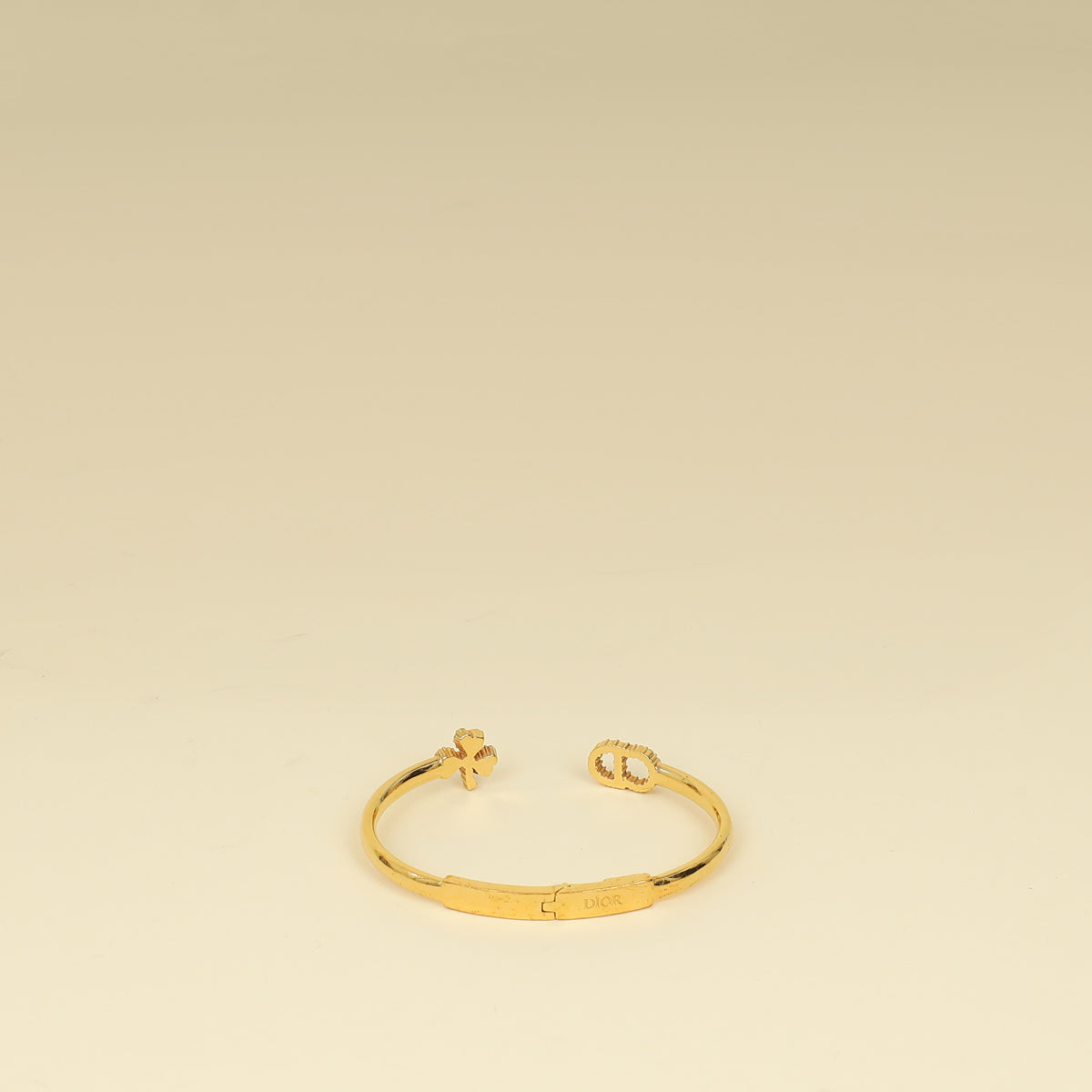 Christian Dior Gold CD Clover Crystal Cuff Bracelet