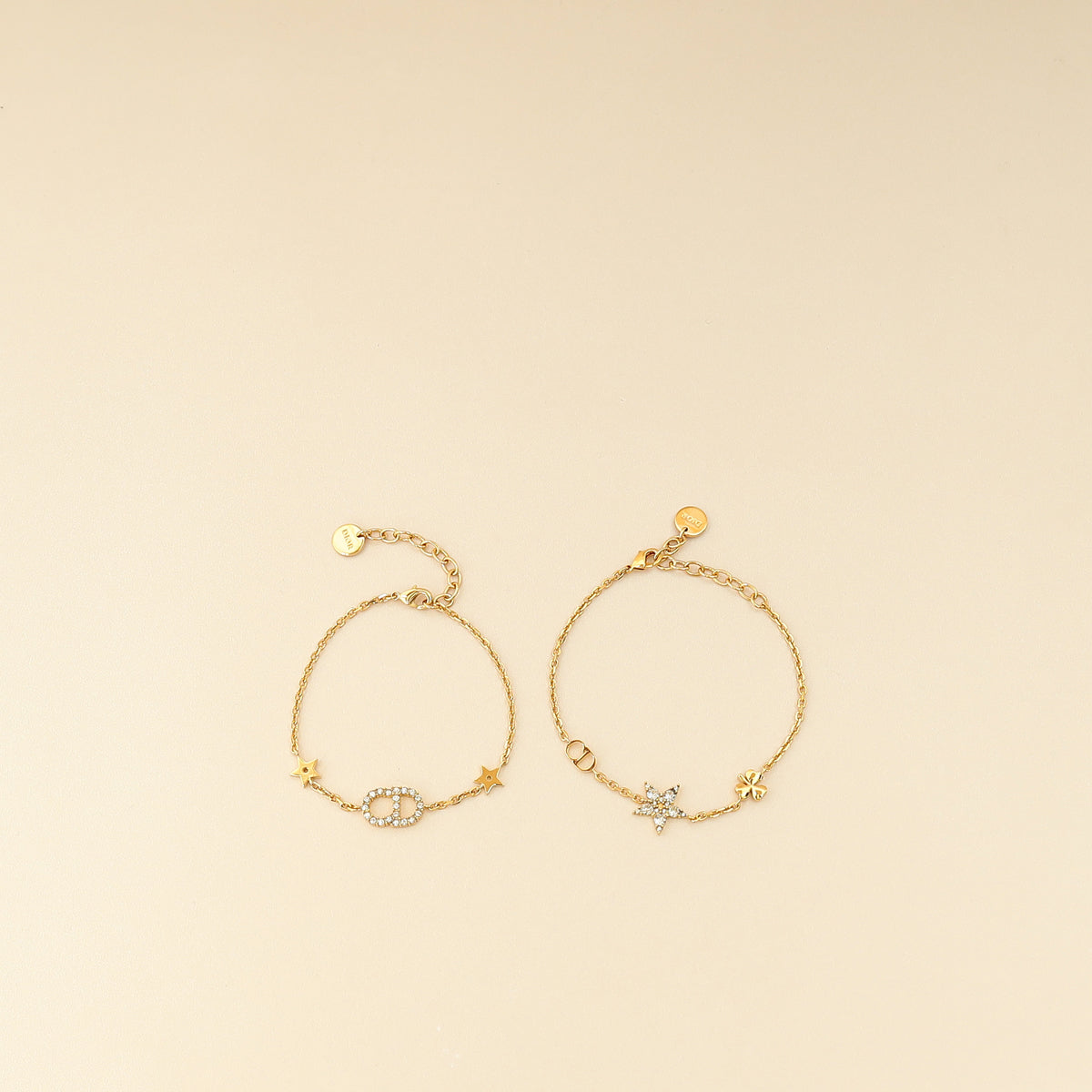 Christian Dior Gold Finish CD & Star Clair D Lune Set  Bracelet