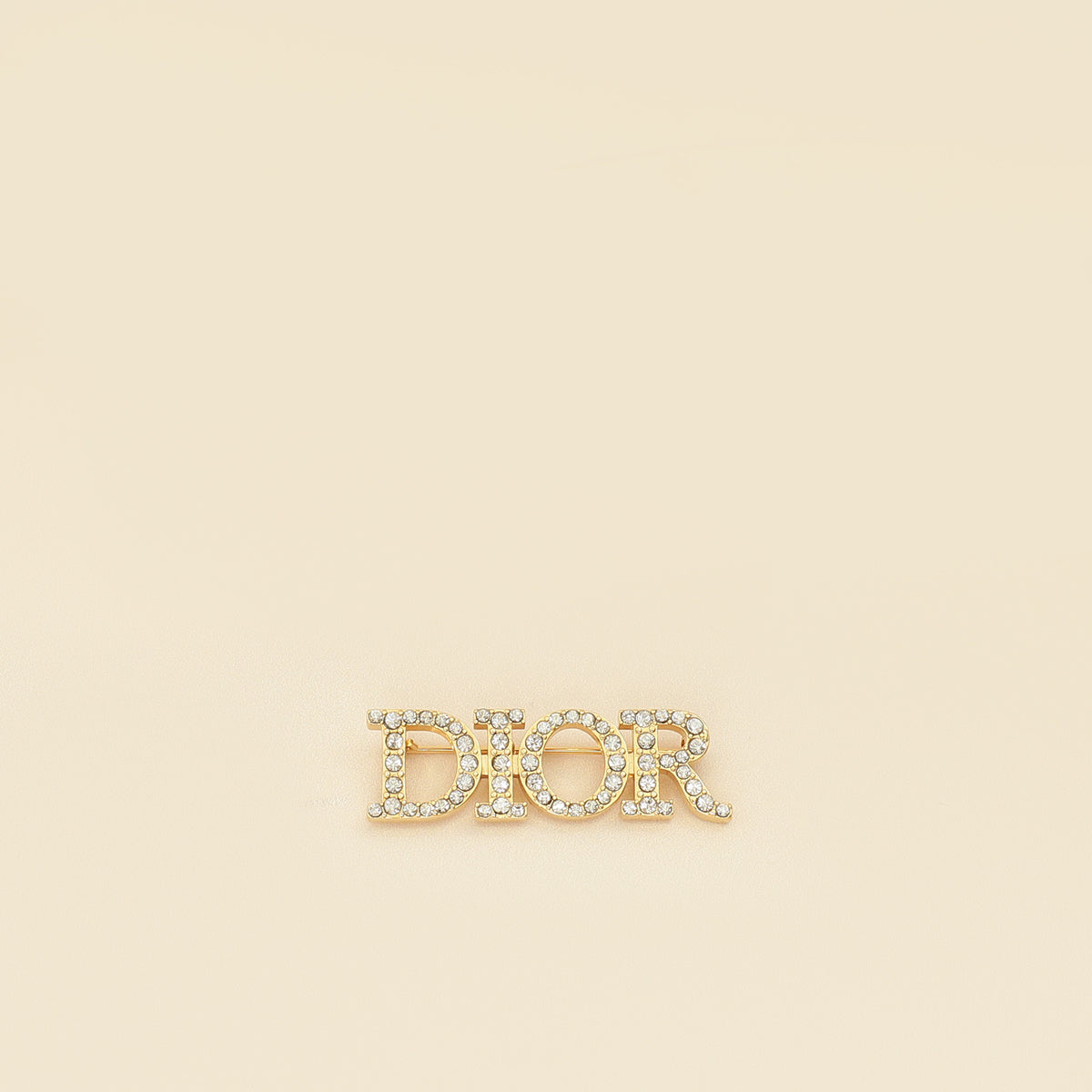 Christian Dior Gold Logo Crystal Dio(r)evolution Brooch