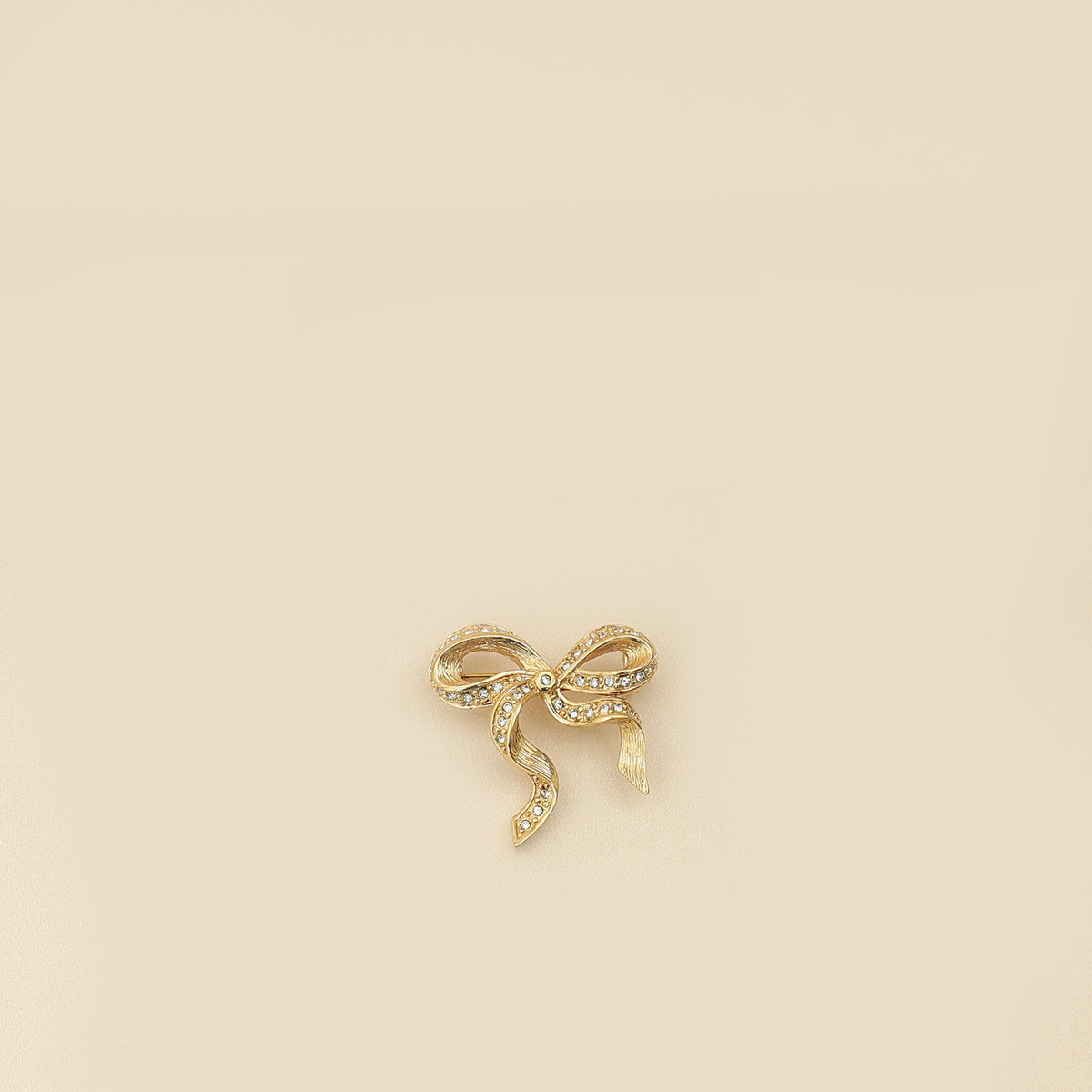 Christian Dior Gold   Crystal Bow Brooch