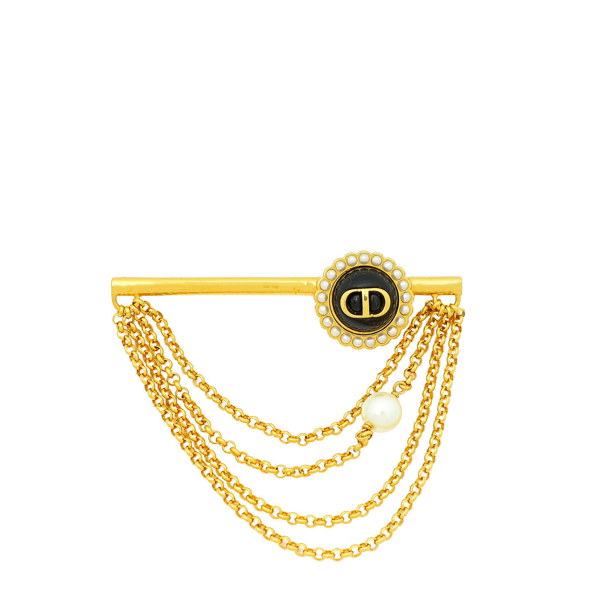 Christian Dior Bicolor Petit CD Pearl Brooch