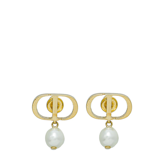 Christian Dior White CD Petit Earrings