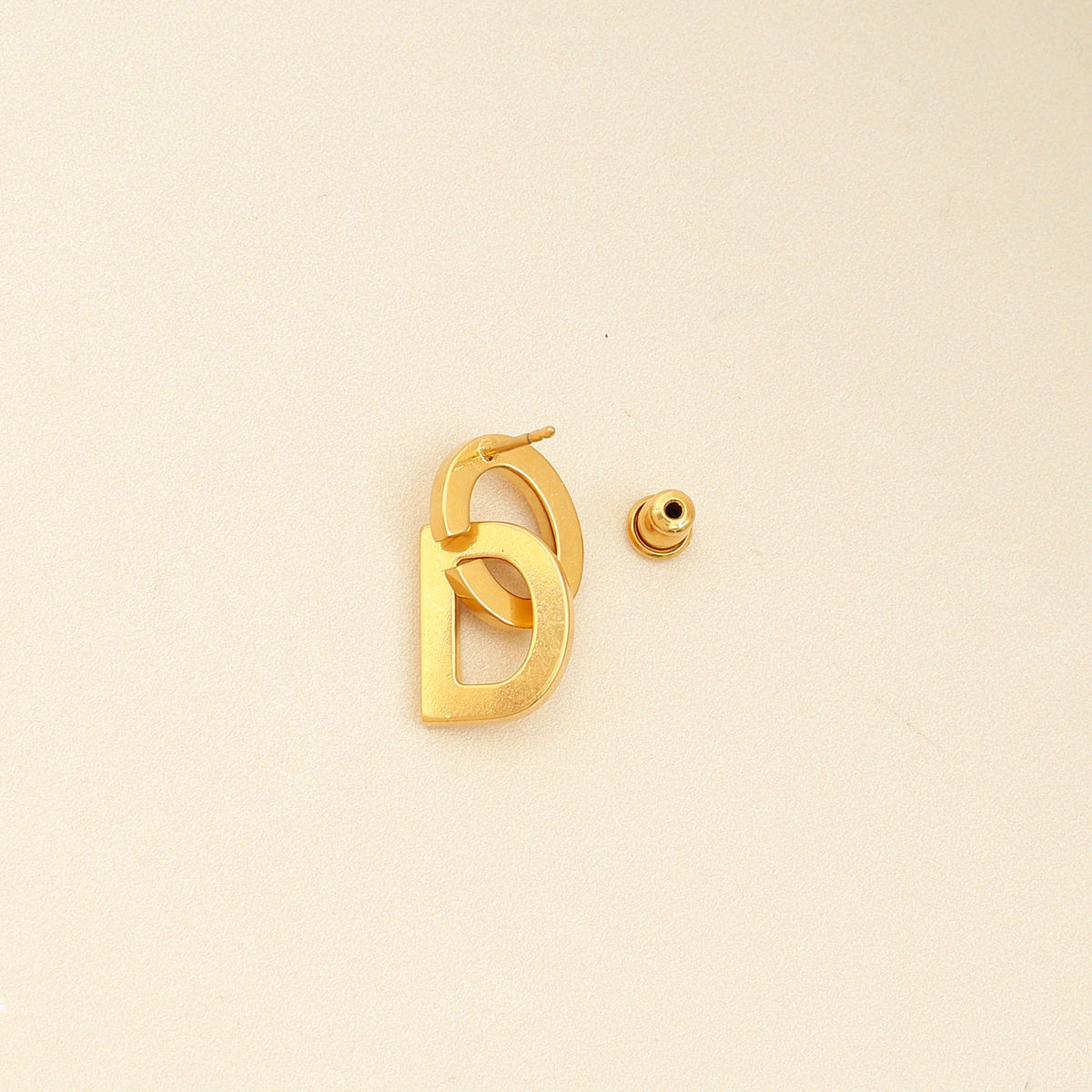 Christian Dior Gold Finish CD Drop Stud Earrings