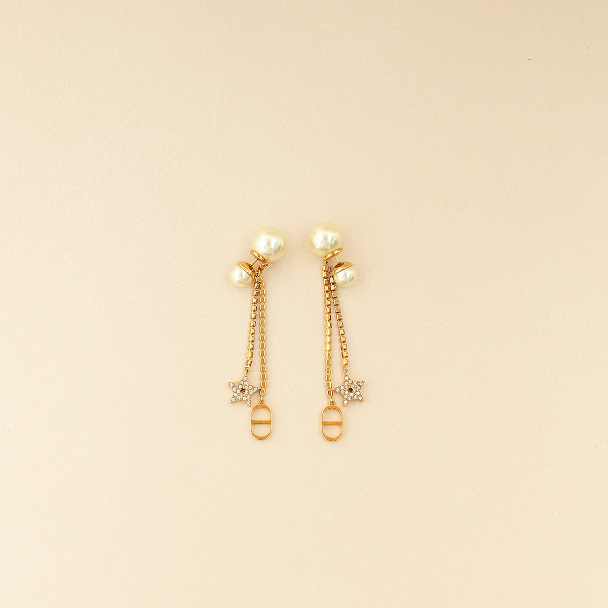 Christian Dior Gold Finish Tribales Drop Earrings