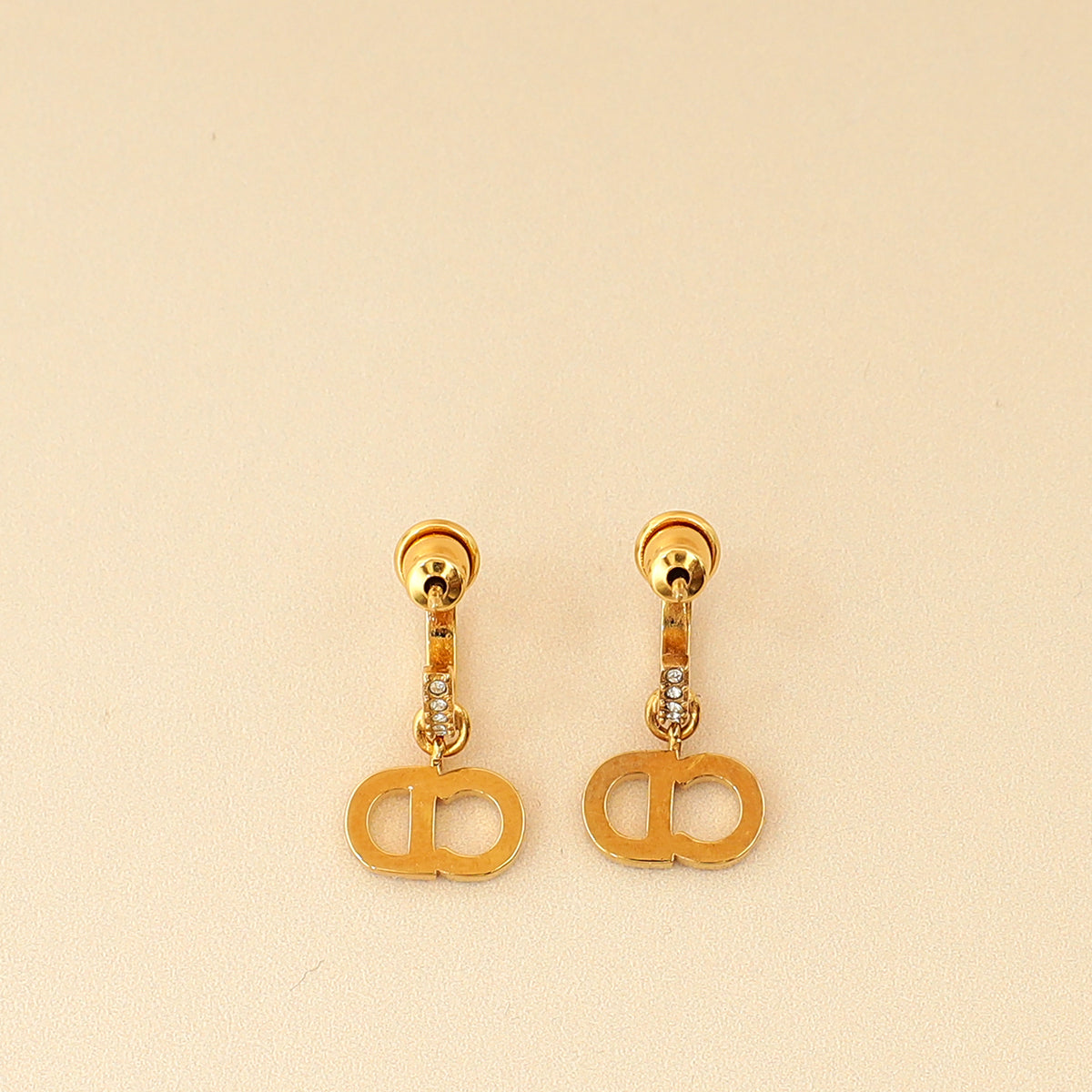 Christian Dior Gold Finish Hoop Clair D Lune Earrings