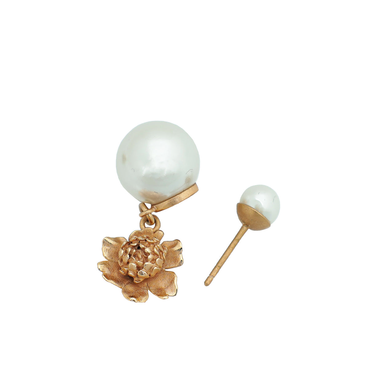 Christian Dior White Pearl Tribales Flower Earrings