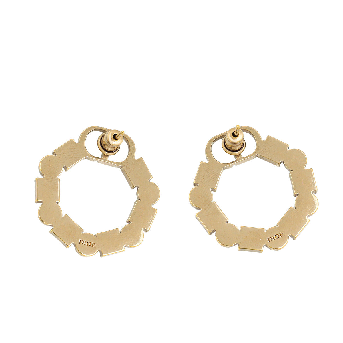 Christian Dior Bronze Petit CD Crystal Pearl Earrings