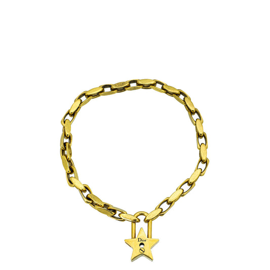 Christian Dior   Gold Finish Lucky Locket Star Choker Necklace
